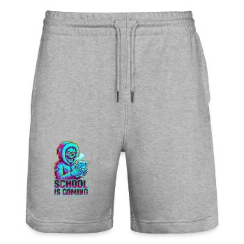 School Is Coming Icy Handheld Console Zombie - Stanley/Stella Trainer Unisex Organic Jogging Shorts - heather grey - Front - Nik (191cm) & Marisol (170cm)