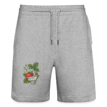 Vintage Botanical Wildberry Adventures - Stanley/Stella Trainer Unisex Organic Jogging Shorts - heather grey - Front - Nik (191cm) & Marisol (170cm)