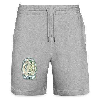 Notre rythme naturel d’amour - Short de jogging bio TRAINER Stanley/Stella unisexe - gris chiné - Devant - Nik (191cm) & Marisol (170cm)