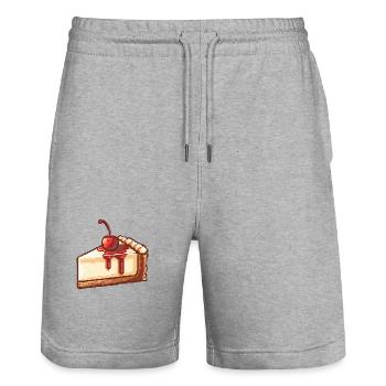 Cheesecake Pixel Icon Cake - Stanley/Stella Trainer Unisex Organic Jogging Shorts - heather grey - Front - Nik (191cm) & Marisol (170cm)