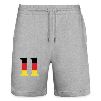 11 Zahl Trikot Deutschland - Stanley/Stella Unisex Bio Joggingshorts Trainer  - Grau meliert - Vorne - Nik (191cm) & Marisol (170cm)