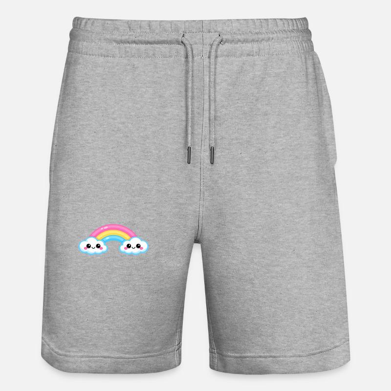 Cute Cloud Rainbow Duo - Stanley/Stella Trainer Unisex Organic Jogging Shorts - heather grey