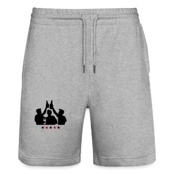 Junggesellenabschied Gruppe Jga - Stanley/Stella Unisex Bio Joggingshorts Trainer  - Grau meliert - Vorne - Nik (191cm) & Marisol (170cm)