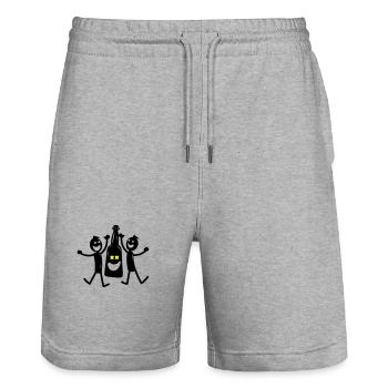 Jga Junggesellenabschied Bier Geburtstag - Stanley/Stella Unisex Bio Joggingshorts Trainer  - Grau meliert - Vorne - Nik (191cm) & Marisol (170cm)