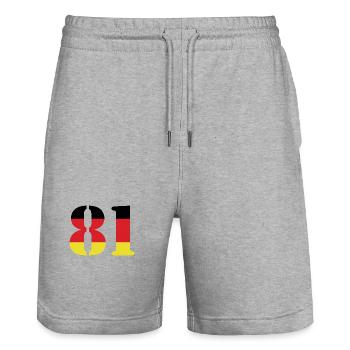 81 Numéro Jersey Allemagne - Short de jogging bio TRAINER Stanley/Stella unisexe - gris chiné - Devant - Nik (191cm) & Marisol (170cm)