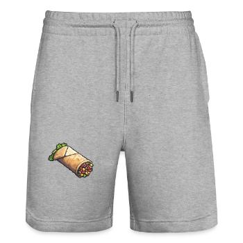 Burrito Pixel Symbol - Stanley/Stella Unisex Bio Joggingshorts Trainer  - Grau meliert - Vorne - Nik (191cm) & Marisol (170cm)