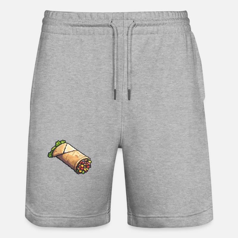 Icône pixel burrito - Short de jogging bio TRAINER Stanley/Stella unisexe - gris chiné