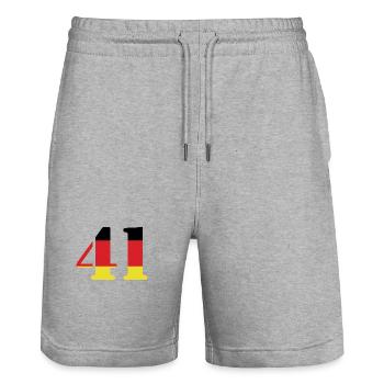 41 Zahl Trikot Deutschland - Stanley/Stella Unisex Bio Joggingshorts Trainer  - Grau meliert - Vorne - Nik (191cm) & Marisol (170cm)
