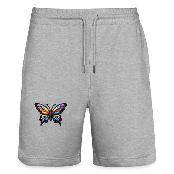 Bande dessinée papillon - Short de jogging bio TRAINER Stanley/Stella unisexe - gris chiné - Devant - Nik (191cm) & Marisol (170cm)