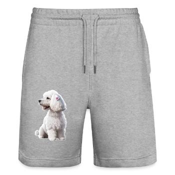 Caniche - Short de jogging bio TRAINER Stanley/Stella unisexe - gris chiné - Devant - Nik (191cm) & Marisol (170cm)