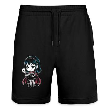 Chibi Gothic-Mädchen - Stanley/Stella Unisex Bio Joggingshorts Trainer  - Schwarz - Vorne - Nik (191cm) & Marisol (170cm)