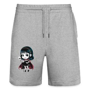 Chibi Goth Girl - Short de jogging bio TRAINER Stanley/Stella unisexe - gris chiné - Devant - Nik (191cm) & Marisol (170cm)