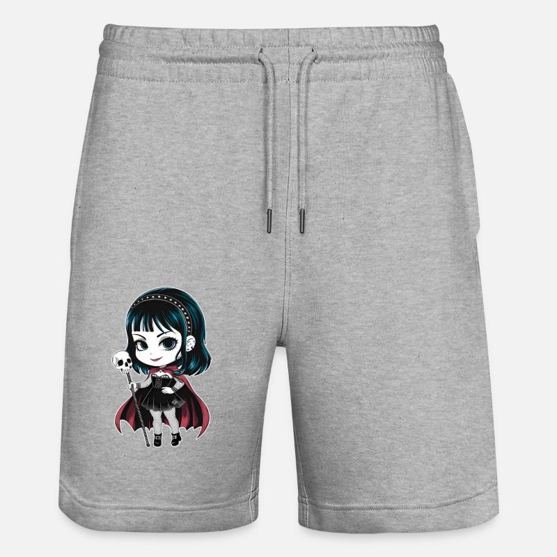 Chibi Goth Girl - Stanley/Stella Trainer Unisex Organic Jogging Shorts - heather grey
