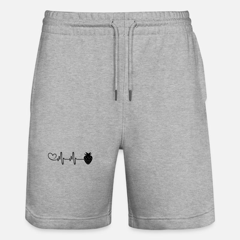 Erdbeere Icon Puls Herzschlag - Stanley/Stella Unisex Bio Joggingshorts Trainer  - Grau meliert