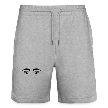 Yeux Sourcils - Short de jogging bio TRAINER Stanley/Stella unisexe - gris chiné - Devant - Nik (191cm) & Marisol (170cm)