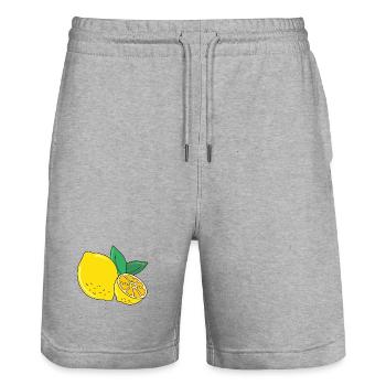 Lemon Time - lemon - Stanley/Stella Trainer Unisex Organic Jogging Shorts - heather grey - Front - Nik (191cm) & Marisol (170cm)