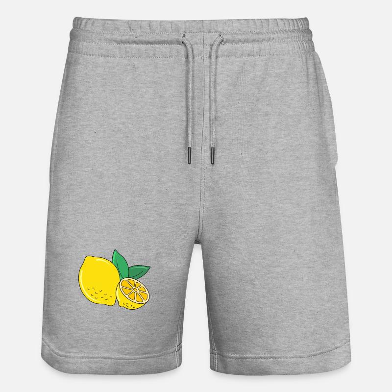Lemon Time - Zitrone - Stanley/Stella Unisex Bio Joggingshorts Trainer  - Grau meliert