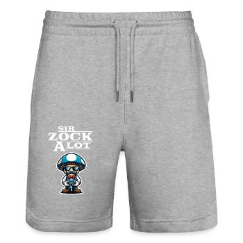 Fun Gamer Gaming - Stanley/Stella Trainer Unisex Organic Jogging Shorts - heather grey - Front - Nik (191cm) & Marisol (170cm)