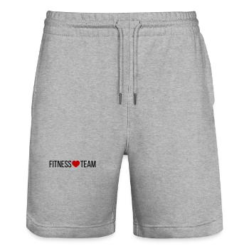 Fitness Team Heart - Stanley/Stella Trainer Unisex Organic Jogging Shorts - heather grey - Front - Nik (191cm) & Marisol (170cm)