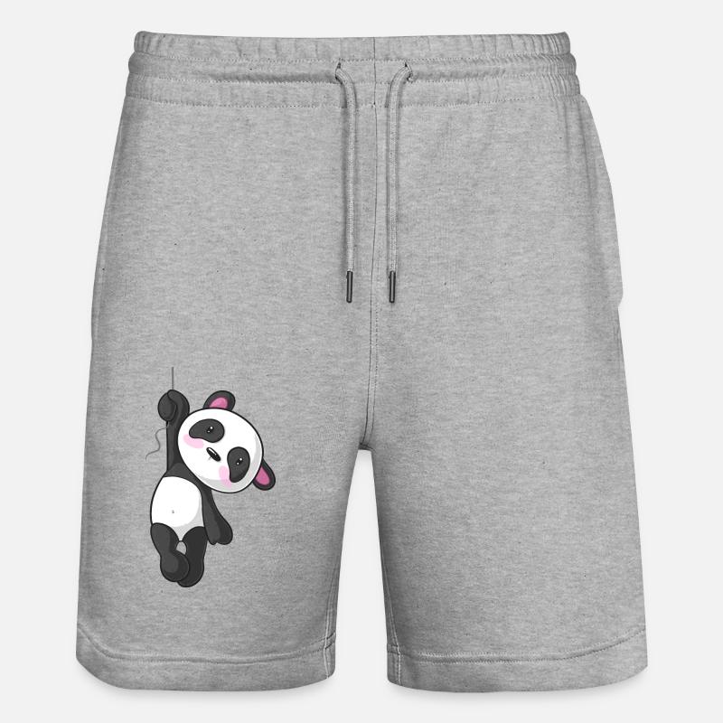 Panda de dessin animé suspendu - Short de jogging bio TRAINER Stanley/Stella unisexe - gris chiné