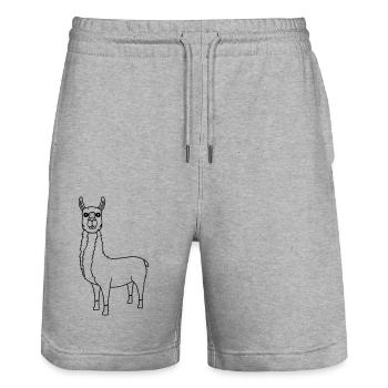 lama camel alpaca south america animal cute cute - Stanley/Stella Trainer Unisex Organic Jogging Shorts - heather grey - Front - Nik (191cm) & Marisol (170cm)