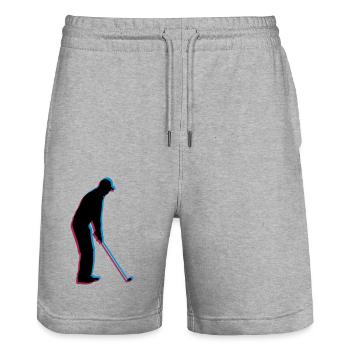 3D Silhouette Golf - Stanley/Stella Unisex Bio Joggingshorts Trainer  - Grau meliert - Vorne - Nik (191cm) & Marisol (170cm)
