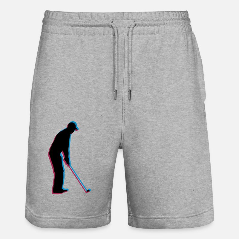 3D Silhouette Golf - Stanley/Stella Unisex Bio Joggingshorts Trainer  - Grau meliert