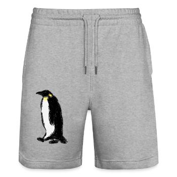 Kaiserpinguin / Emperor Penguin Design I - Stanley/Stella Unisex Bio Joggingshorts Trainer  - Grau meliert - Vorne - Nik (191cm) & Marisol (170cm)