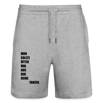 ausderreihetanzen - Stanley/Stella Unisex Bio Joggingshorts Trainer  - Grau meliert - Vorne - Nik (191cm) & Marisol (170cm)