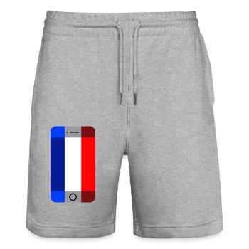 France blue white red Flag Smartphone - Stanley/Stella Trainer Unisex Organic Jogging Shorts - heather grey - Front - Nik (191cm) & Marisol (170cm)