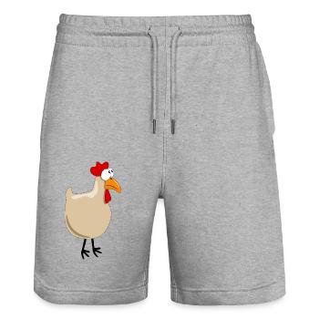 Crazy chicken - Stanley/Stella Trainer Unisex Organic Jogging Shorts - heather grey - Front - Nik (191cm) & Marisol (170cm)