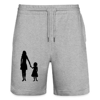 Fille Famille Maman - Short de jogging bio TRAINER Stanley/Stella unisexe - gris chiné - Devant - Nik (191cm) & Marisol (170cm)