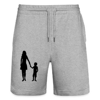 Famille Fils Mama - Short de jogging bio TRAINER Stanley/Stella unisexe - gris chiné - Devant - Nik (191cm) & Marisol (170cm)
