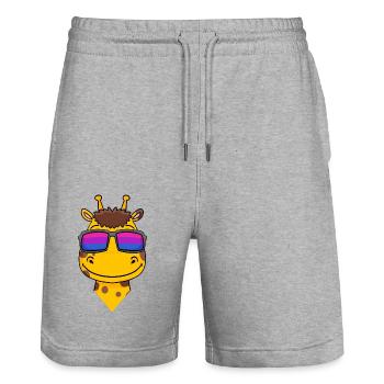Bisexual Giraffe Gift - Stanley/Stella Trainer Unisex Organic Jogging Shorts - heather grey - Front - Nik (191cm) & Marisol (170cm)