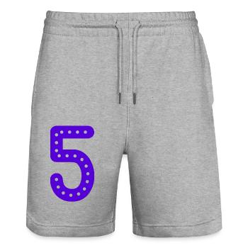 5 YEARS. 5TH ANNIVERSARY. BIRTHDAY 5 YEARS. FIVE - Stanley/Stella Trainer Unisex Organic Jogging Shorts - heather grey - Front - Nik (191cm) & Marisol (170cm)