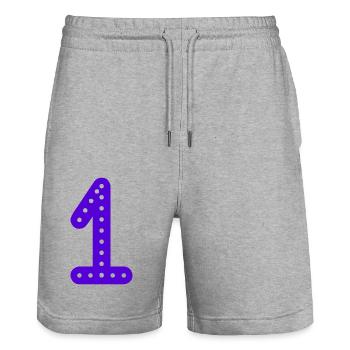 1 JAHR. 1. JUBILÄUM. GEBURTSTAG 1 JAHR. GEBURTSTAG - Stanley/Stella Unisex Bio Joggingshorts Trainer  - Grau meliert - Vorne - Nik (191cm) & Marisol (170cm)