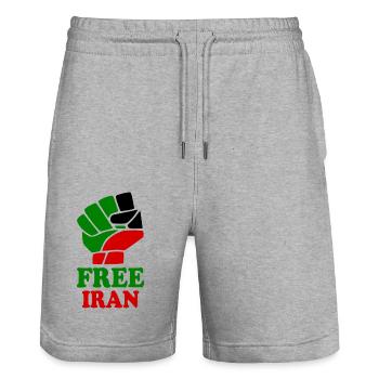 Free iran - Stanley/Stella Unisex Bio Joggingshorts Trainer  - Grau meliert - Vorne - Nik (191cm) & Marisol (170cm)