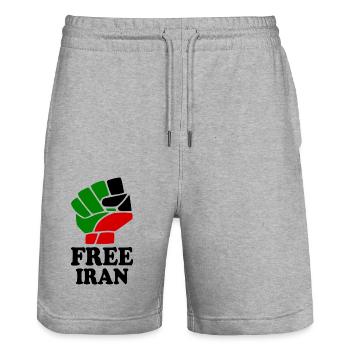 Free iran - Stanley/Stella Unisex Bio Joggingshorts Trainer  - Grau meliert - Vorne - Nik (191cm) & Marisol (170cm)