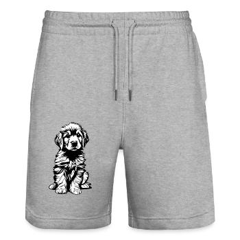 Puppy Labrador owner Labrador Retriever - Stanley/Stella Trainer Unisex Organic Jogging Shorts - heather grey - Front - Nik (191cm) & Marisol (170cm)