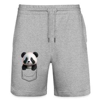 Baby Panda Breast Black - Stanley/Stella Trainer Unisex Organic Jogging Shorts - heather grey - Front - Nik (191cm) & Marisol (170cm)