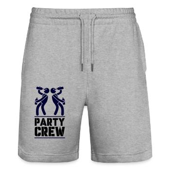 Party Crew - Stanley/Stella Trainer Unisex Organic Jogging Shorts - heather grey - Front - Nik (191cm) & Marisol (170cm)