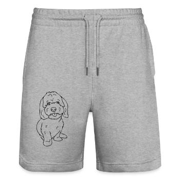 chien - Short de jogging bio TRAINER Stanley/Stella unisexe - gris chiné - Devant - Nik (191cm) & Marisol (170cm)