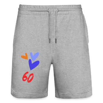 60. 60 YEARS. 60TH ANNIVERSARY. BIRTHDAY 60 YEARS. - Stanley/Stella Trainer Unisex Organic Jogging Shorts - heather grey - Front - Nik (191cm) & Marisol (170cm)