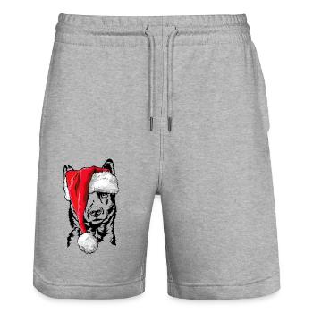 Santa Kai Ken Weihnachten Hunde Wilsigns - Stanley/Stella Unisex Bio Joggingshorts Trainer  - Grau meliert - Vorne - Nik (191cm) & Marisol (170cm)