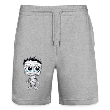 Ancient Silence: The Pure Mummy Mystique! - Stanley/Stella Trainer Unisex Organic Jogging Shorts - heather grey - Front - Nik (191cm) & Marisol (170cm)