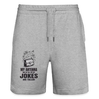 Vintage-Radioästhetik Hohe Antennen Größere Witze - Stanley/Stella Unisex Bio Joggingshorts Trainer  - Grau meliert - Vorne - Nik (191cm) & Marisol (170cm)