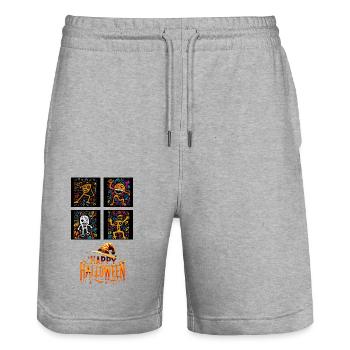 Night's Dance: Halloween Figures in Pop Art style. - Stanley/Stella Trainer Unisex Organic Jogging Shorts - heather grey - Front - Nik (191cm) & Marisol (170cm)
