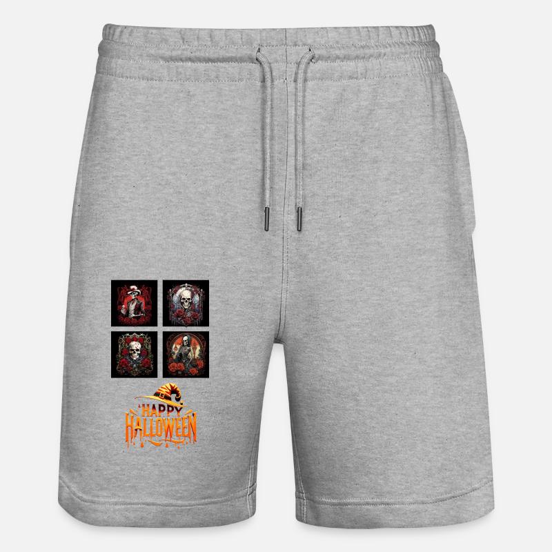 Ensemble squelette rétro Halloween - Short de jogging bio TRAINER Stanley/Stella unisexe - gris chiné