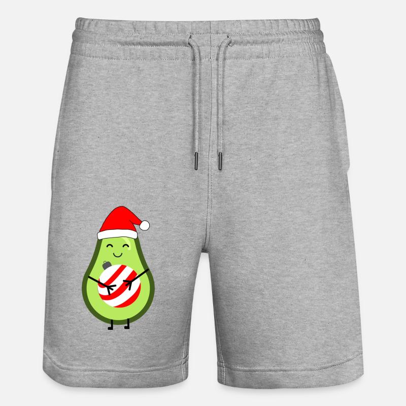 Affectionate Avocado with Christmas Sphere - Stanley/Stella Trainer Unisex Organic Jogging Shorts - heather grey
