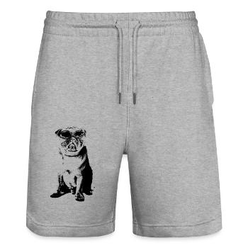 Mops mit Sonnenbrille - Stanley/Stella Unisex Bio Joggingshorts Trainer  - Grau meliert - Vorne - Nik (191cm) & Marisol (170cm)